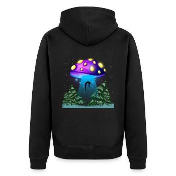 Psychedelic Fungi Festival EDM Music Ufo - Unisex Premium Organic Zip Hoodie - black - Back - Nico (187cm)