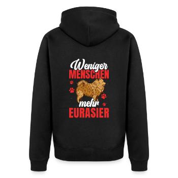 Mehr Eurasier Spitz Eurasian Dog - Unisex Premium Bio Zip Hoodie - Schwarz - Hinten - Nico (187cm)