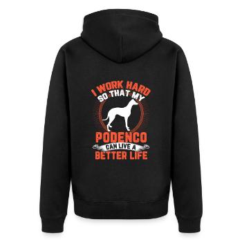 Podenco travaille dur Lévrier espagnol - Veste à capuche bio Premium Unisexe - noir - Dos - Nico (187cm)