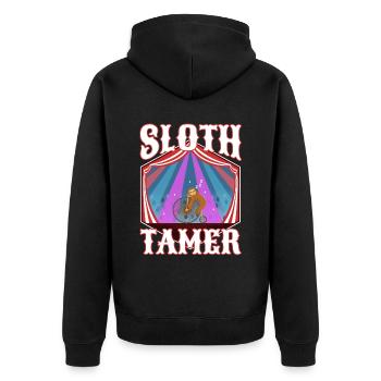Sloth Tamer - Unisex Premium Organic Zip Hoodie - black - Back - Nico (187cm)