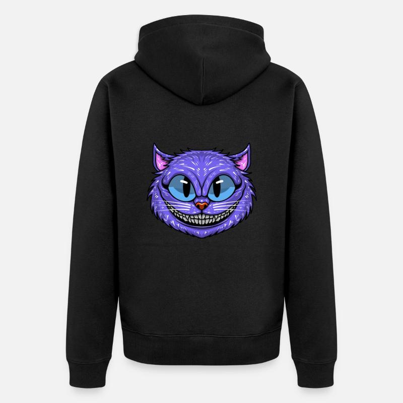 Drôle de chat du Cheshire - Veste à capuche bio Premium Unisexe - noir