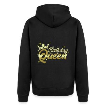 Birthday Queen - Unisex Premium Bio Zip Hoodie - Schwarz - Hinten - Nico (187cm)