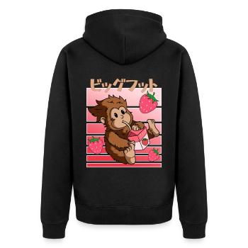 Milkshake aux fraises Bigfoot Kawaii - Veste à capuche bio Premium Unisexe - noir - Dos - Nico (187cm)