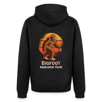 Bigfoot Research Team - Unisex Premium Bio Zip Hoodie - Schwarz - Hinten - Nico (187cm)