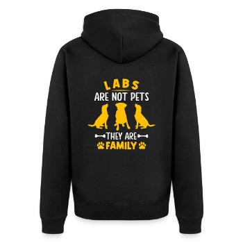 Labs are not pets they are family - Unisex Premium Organic Zip Hoodie - black - Back - Nico (187cm)
