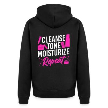Cute Licensed Esthetician Skincare - Unisex Premium Organic Zip Hoodie - black - Back - Nico (187cm)