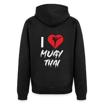 J’adore les combattants de combat d’arts martiaux Muay Thai - Veste à capuche bio Premium Unisexe - noir - Dos - Nico (187cm)