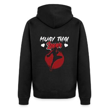 Muay Thai Lover Fighting Fighter Martial Arts - Unisex Premium Organic Zip Hoodie - black - Back - Nico (187cm)