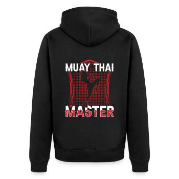 Muay Thai Master Martial Arts Fighting Fighter - Unisex Premium Organic Zip Hoodie - black - Back - Nico (187cm)