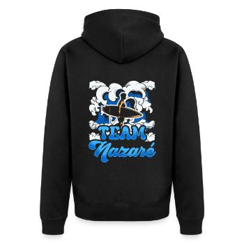 Team Nazaré Surfing Surfer Surfing Waves - Unisex Premium Organic Zip Hoodie - black - Back - Nico (187cm)