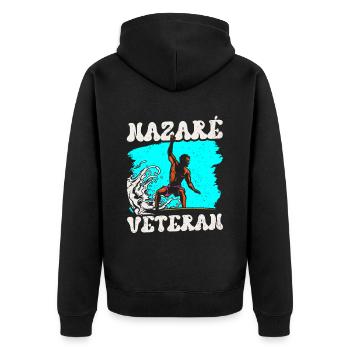 Nazaré Veteran Surfer Waves Surfing Surfing - Unisex Premium Organic Zip Hoodie - black - Back - Nico (187cm)