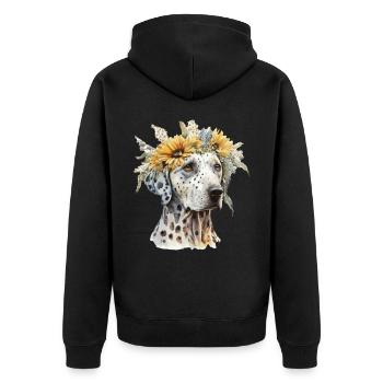 Mignon Dalmatien Chien Tournesol Race Pet Chiot - Veste à capuche bio Premium Unisexe - noir - Dos - Nico (187cm)