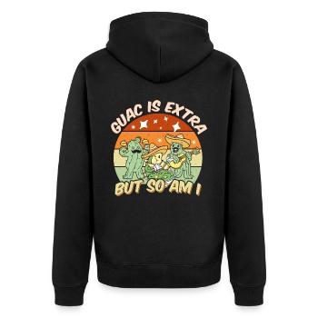 Avocado Guacamole Mexikanisch Mexiko Latino - Unisex Premium Bio Zip Hoodie - Schwarz - Hinten - Nico (187cm)