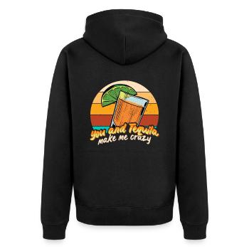 Tequila Alkohol Mexikanisch Mexiko Latino - Unisex Premium Bio Zip Hoodie - Schwarz - Hinten - Nico (187cm)