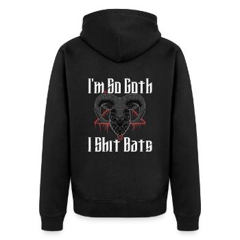 Satan Beelzebub Teufel Gothic Pentagram Mystisch - Unisex Premium Bio Zip Hoodie - Schwarz - Hinten - Nico (187cm)