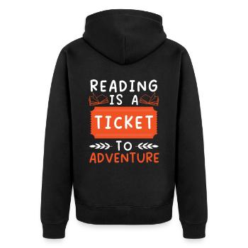 Reading is a lot of fun, reading books, reading books - Unisex Premium Organic Zip Hoodie - black - Back - Nico (187cm)