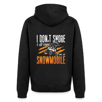 Snowmobile Racing I Don't Snore I Dream Motorsport - Unisex Premium Organic Zip Hoodie - black - Back - Nico (187cm)