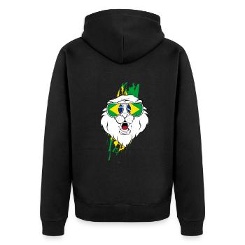 Brasilien - Unisex Premium Bio Zip Hoodie - Schwarz - Hinten - Nico (187cm)