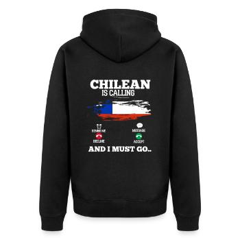 Chile - Unisex Premium Organic Zip Hoodie - black - Back - Nico (187cm)
