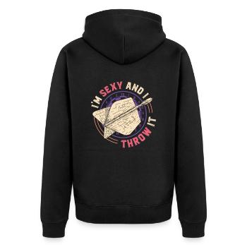 Je suis sexy et je lance une fléchette - Veste à capuche bio Premium Unisexe - noir - Dos - Nico (187cm)