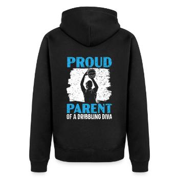 Fille Basketball Sport Basketball Papa Maman - Veste à capuche bio Premium Unisexe - noir - Dos - Nico (187cm)