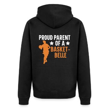 Fille Basketball Sport Basketball Papa Maman - Veste à capuche bio Premium Unisexe - noir - Dos - Nico (187cm)