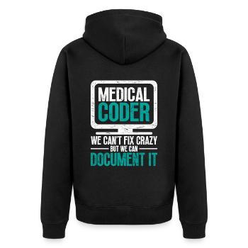 Coding Specialist Medical Encoder - Unisex Premium Organic Zip Hoodie - black - Back - Nico (187cm)