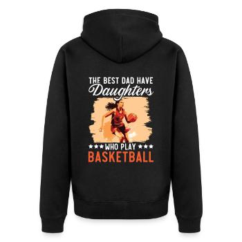 Daughter Basketball Sport Basketball Dad Mom - Unisex Premium Organic Zip Hoodie - black - Back - Nico (187cm)