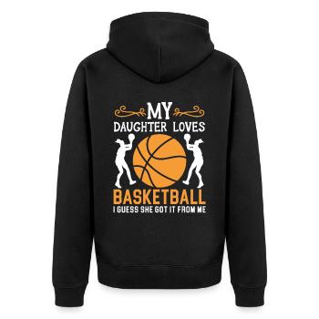 Fille Basketball Sport Basketball Papa Maman - Veste à capuche bio Premium Unisexe - noir - Dos - Nico (187cm)