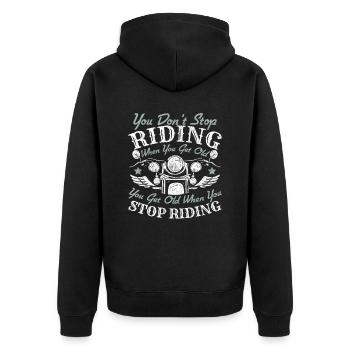 Grand-père motard moto - Veste à capuche bio Premium Unisexe - noir - Dos - Nico (187cm)