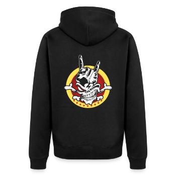 Heavy Metal Death Metal Rockmusik - Unisex Premium Bio Zip Hoodie - Schwarz - Hinten - Nico (187cm)