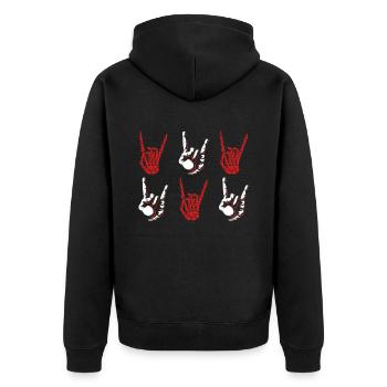 Metal Hand Heavy Metal Rockmusik - Unisex Premium Bio Zip Hoodie - Schwarz - Hinten - Nico (187cm)