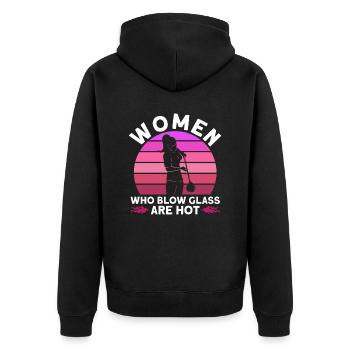 Frauen, die Glas blasen, sind heiß - Glasbläser - Unisex Premium Bio Zip Hoodie - Schwarz - Hinten - Nico (187cm)