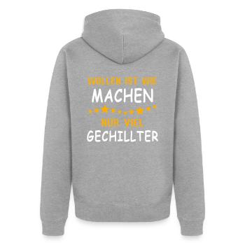 Wollen Machen Chillen - Unisex Premium Bio Zip Hoodie - Grau meliert - Hinten - Nico (187cm)