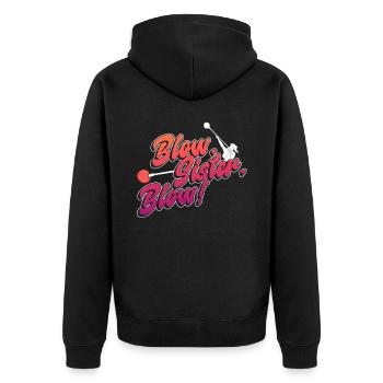 Blasen, Schwester, blasen! - Glasblasen Glasbläser - Unisex Premium Bio Zip Hoodie - Schwarz - Hinten - Nico (187cm)