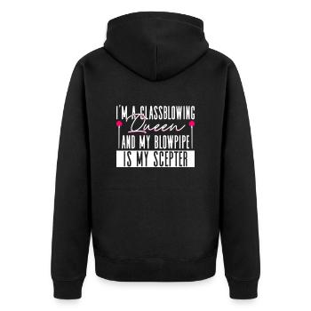 Glasbläserkönigin Glas Glasblasen Glasbläser - Unisex Premium Bio Zip Hoodie - Schwarz - Hinten - Nico (187cm)