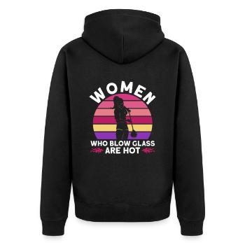 Frauen, die Glas blasen, sind heiß - Glasbläser - Unisex Premium Bio Zip Hoodie - Schwarz - Hinten - Nico (187cm)