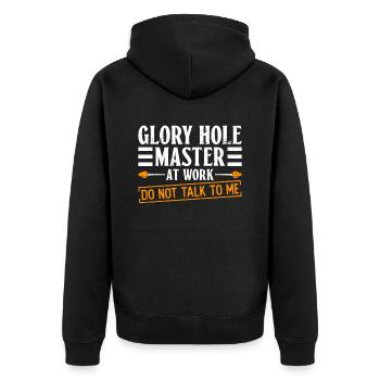 Glory Hole Master At Work Do Not Talk Glassblower - Unisex Premium Organic Zip Hoodie - black - Back - Nico (187cm)