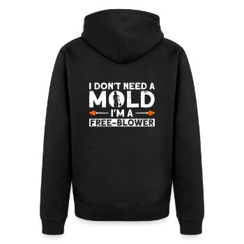 Ich brauche keine Form - Glasblasen - Unisex Premium Bio Zip Hoodie - Schwarz - Hinten - Nico (187cm)