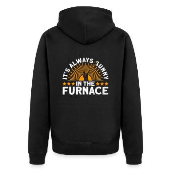 Im Ofen ist es immer sonnig - Glasblasen - Unisex Premium Bio Zip Hoodie - Schwarz - Hinten - Nico (187cm)