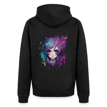 Anime Manga Figure Kawaii Otaku Japon Chibi Design - Veste à capuche bio Premium Unisexe - noir - Dos - Nico (187cm)