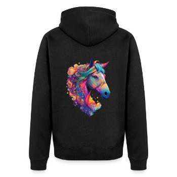 Pferd Pony Reiter Design Horse Pferde Dressur - Unisex Premium Bio Zip Hoodie - Schwarz - Hinten - Nico (187cm)