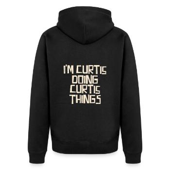 Je suis Curtis en train de faire des choses Curtis - Veste à capuche bio Premium Unisexe - noir - Dos - Nico (187cm)