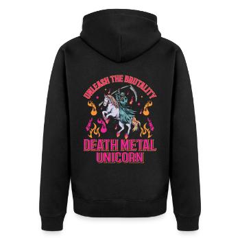 Goth Rock Satan Einhorn Festivals Death Metal - Unisex Premium Bio Zip Hoodie - Schwarz - Hinten - Nico (187cm)