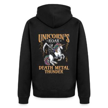 Goth Rock Satan Einhorn Festivals Death Metal - Unisex Premium Bio Zip Hoodie - Schwarz - Hinten - Nico (187cm)