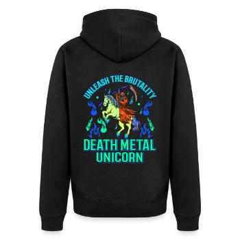Goth Rock Satan Einhorn Festivals Death Metal - Unisex Premium Bio Zip Hoodie - Schwarz - Hinten - Nico (187cm)