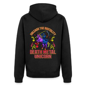 Goth Rock Satan Einhorn Festivals Death Metal - Unisex Premium Bio Zip Hoodie - Schwarz - Hinten - Nico (187cm)