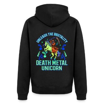 Goth Rock Satan Einhorn Festivals Death Metal - Unisex Premium Bio Zip Hoodie - Schwarz - Hinten - Nico (187cm)