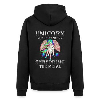 Goth Rock Satan Einhorn Festivals Death Metal - Unisex Premium Bio Zip Hoodie - Schwarz - Hinten - Nico (187cm)