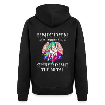 Goth Rock Satan Einhorn Festivals Death Metal - Unisex Premium Bio Zip Hoodie - Schwarz - Hinten - Nico (187cm)